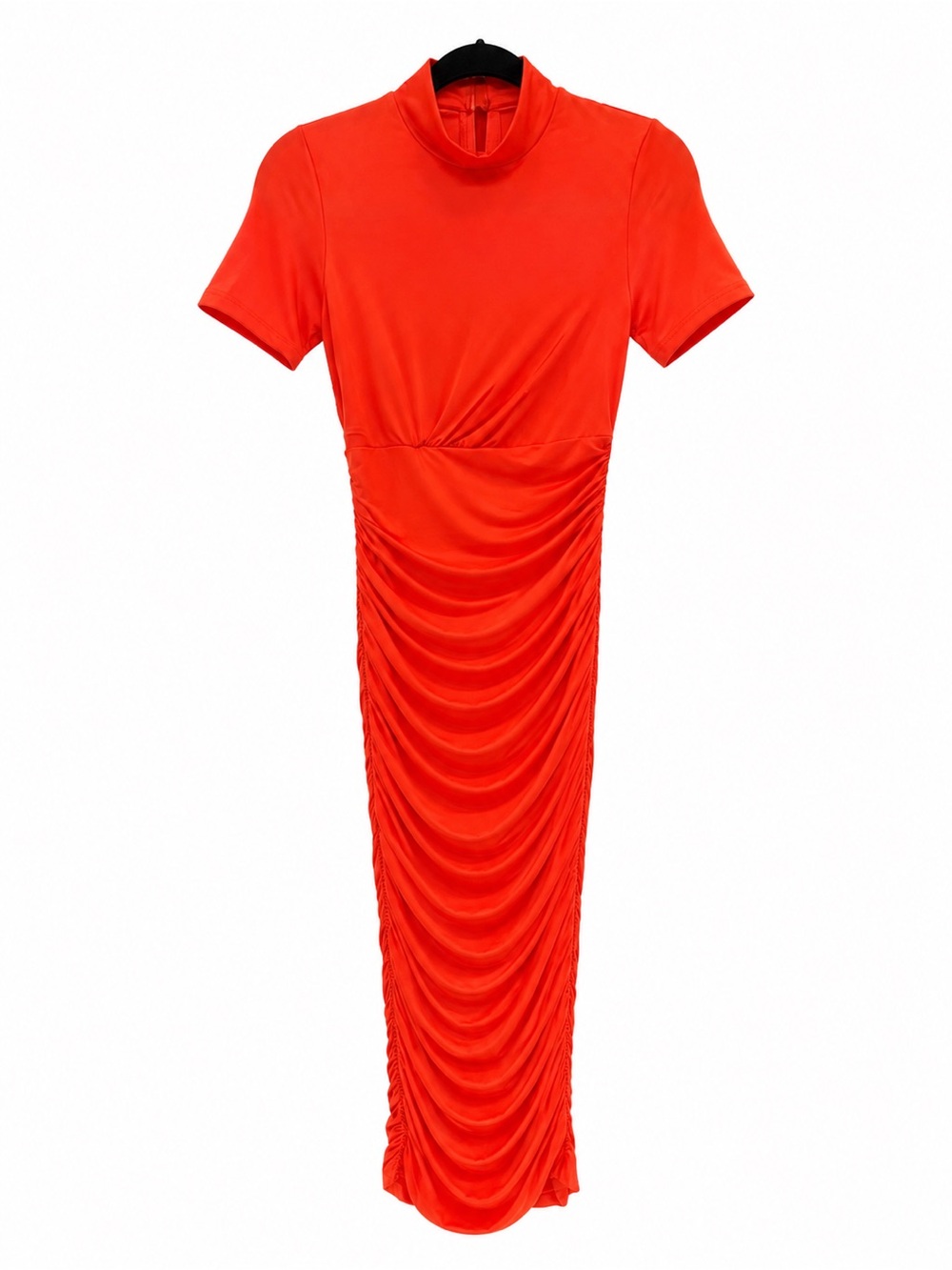 Women’s Ruched Short-Sleeve Maxi Dress in Bright Pink. Never Worn.